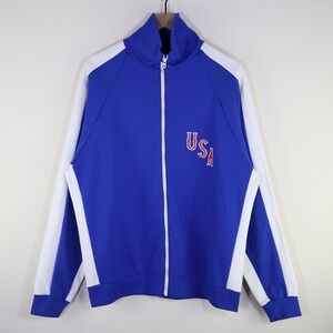 Vintage 60s/70s Champion USA Track Jacket Size Large Blue White Made in USA